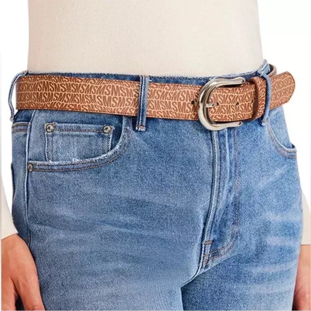 Steve Madden Womens Size XL Fish-Eye-Logo Waist Belt in Brown NWT